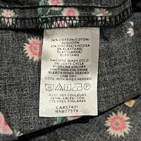 Ann Taylor Top Floral Cottage Academia Boho Retro Grandma Button Up Black XL - Picture 3 of 5